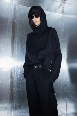 Merino Claxon Hooded Sweater -Haydenshapes Surfboard Store HS 22AP 1032 MERINO HOODIE CLAXON BLACK STYLE WEB