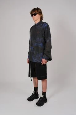 LS Sheer Black Sea Button Up Shirt -Haydenshapes Surfboard Store M HS SS24 3003 Angle