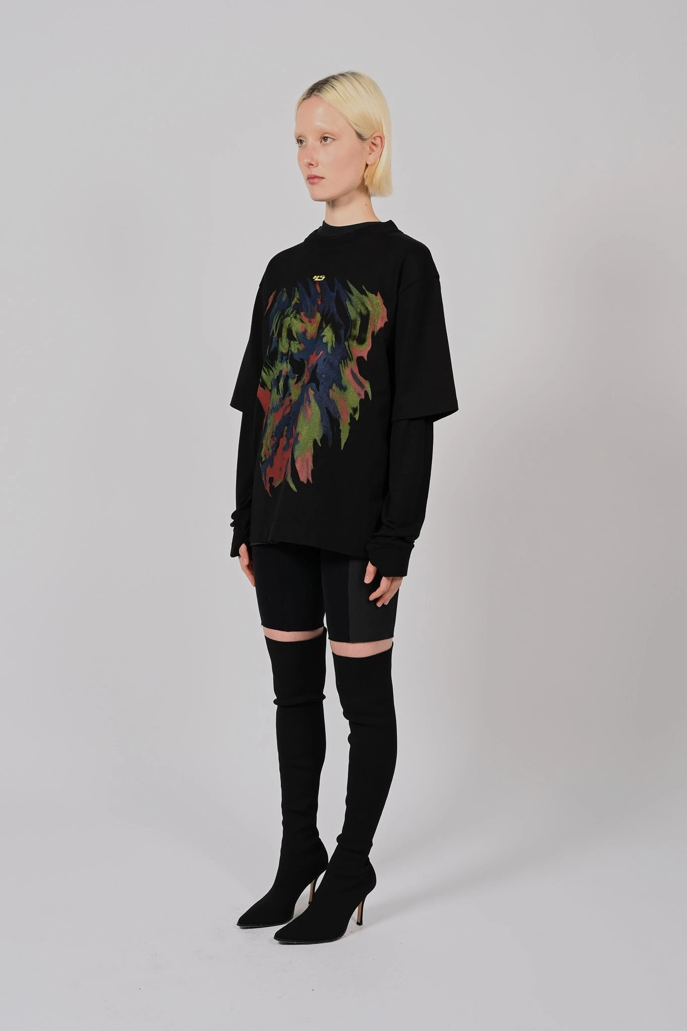 LS Double Tee Bleached FlameUnisex 5 LS Double Tee Bleached FlameUnisex - Image 3